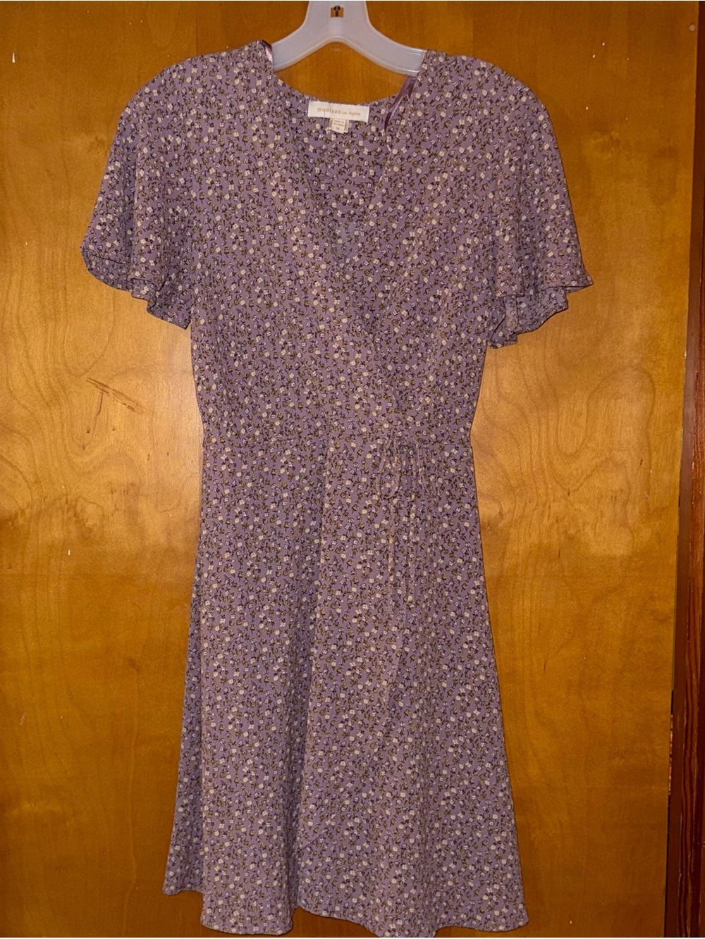 Monteau Los Angeles Purple Floral Tie-Waist Mini Dress